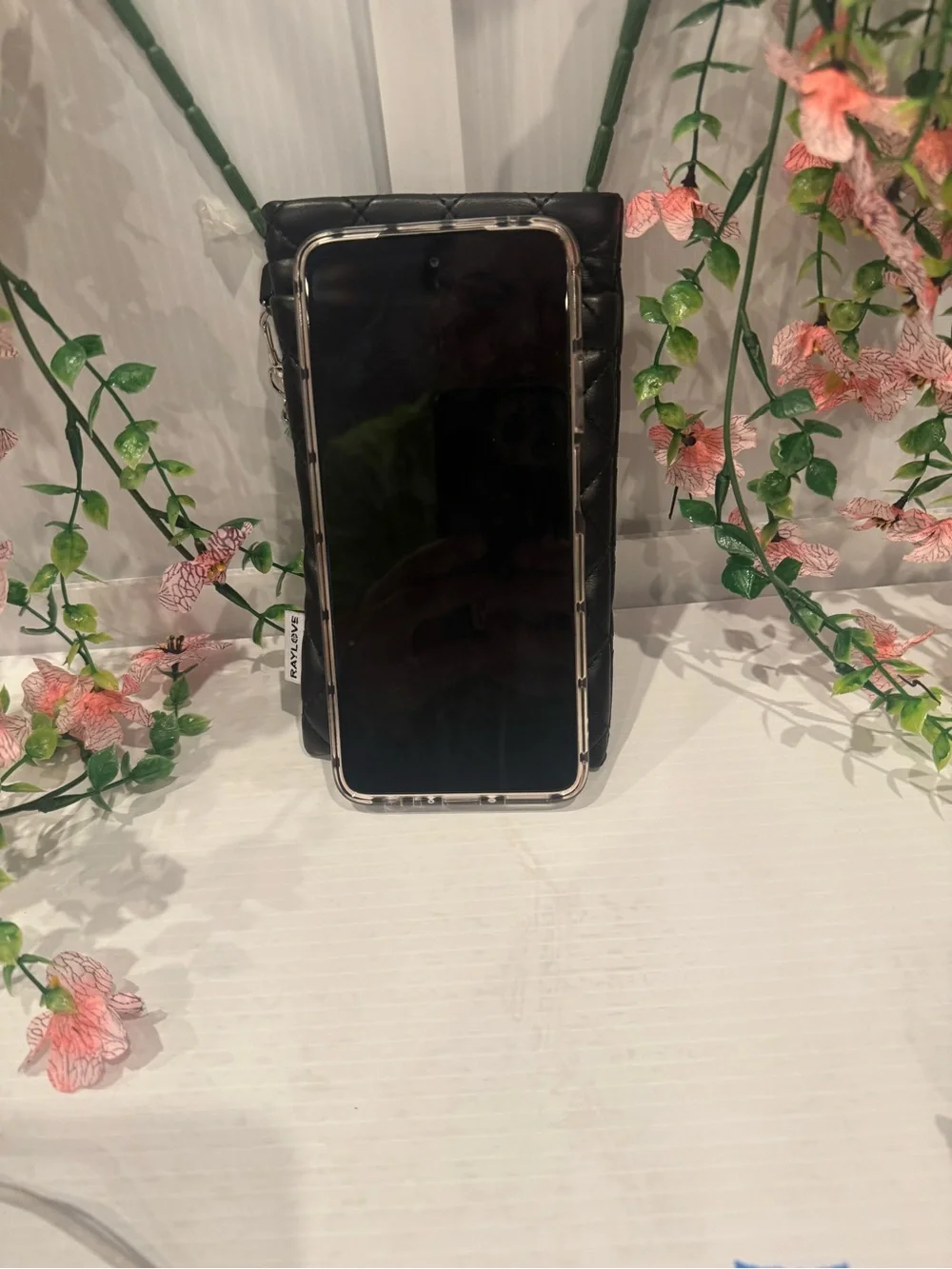 Black Quilted Wristlet Phone Pouch - Universal Cell Phone Case